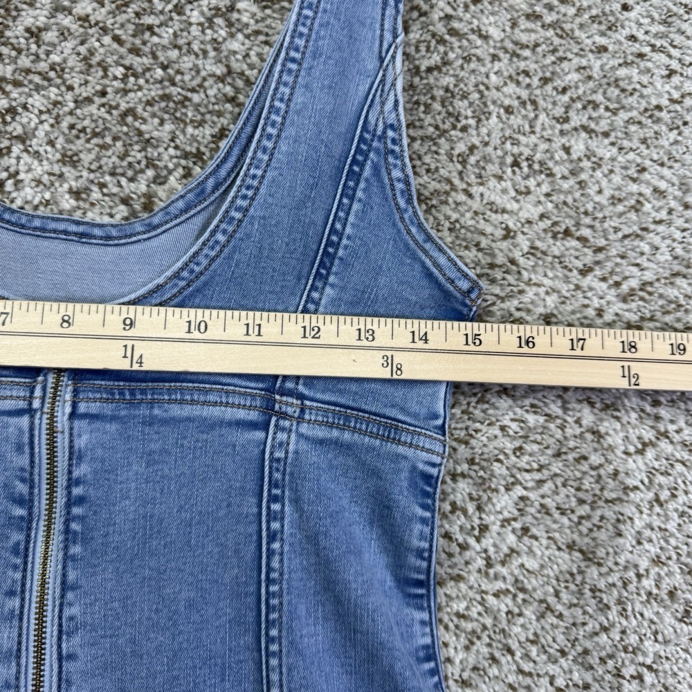American Eagle Denim Dress Women's 6 Blue Maxi Scoop Neck Sleeveless Side Slit - Picture 14 of 16